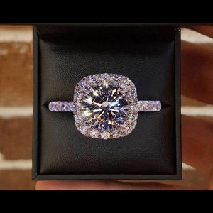 14K White Gold Finish 2 CT Moissanite Diamond Ring